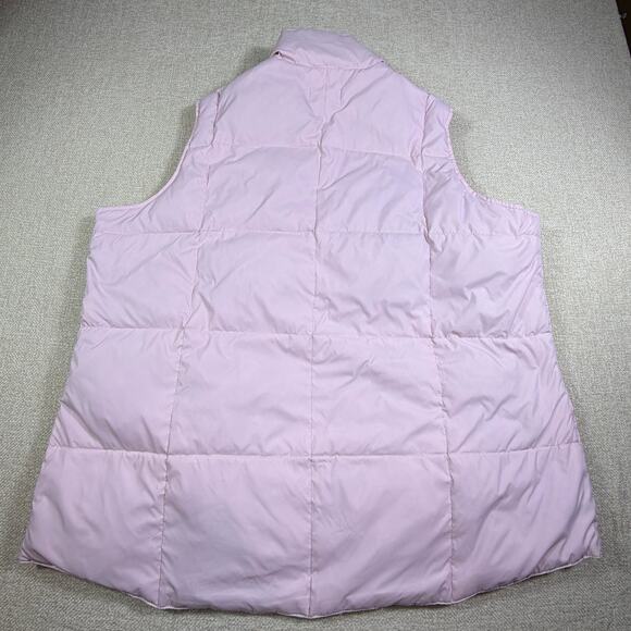 Lands End Women 2X Pink Goose Down Zip Front Puffer Vest Lightweight Winter Warm - Picture 2 of 8